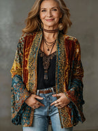 Sophia | Women's Boho Quilted Jacket Loose Fit Vintage Kimono Cardigan