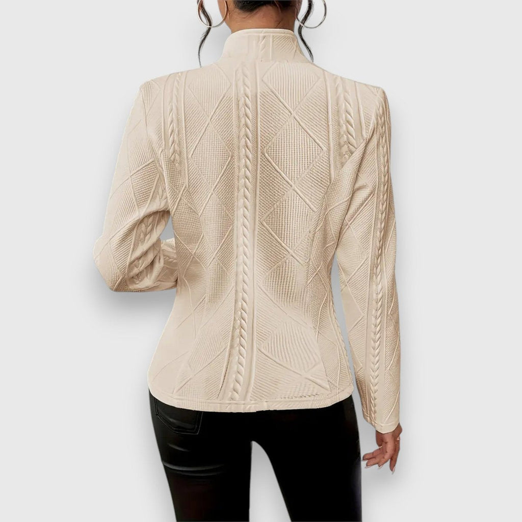 Scarlett | Women's Cable-Knit Mock-Neck Long-Sleeve Fitted Sweater