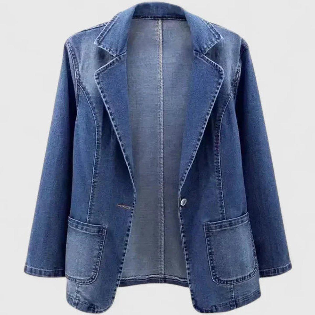 Grace | Women's Casual Denim Blazer Jacket Single-Button Open Front