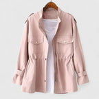 Olivia | Women's Coat Drawstring-Waist Utility Jacket Snap-Pocket