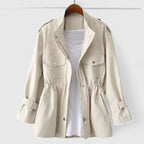Olivia | Women's Coat Drawstring-Waist Utility Jacket Snap-Pocket