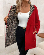 Olivia | Women's Coat Reversible Leopard Print Hooded Zip-Up Jacket