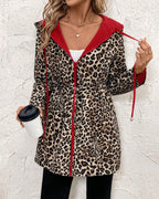 Olivia | Women's Coat Reversible Leopard Print Hooded Zip-Up Jacket
