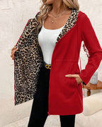 Olivia | Women's Coat Reversible Leopard Print Hooded Zip-Up Jacket