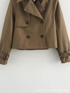 Olivia | Women's Cropped Double-Breasted Trench Coat Buckle Cuff