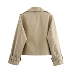 Olivia | Women's Cropped Double-Breasted Trench Coat Buckle Cuff