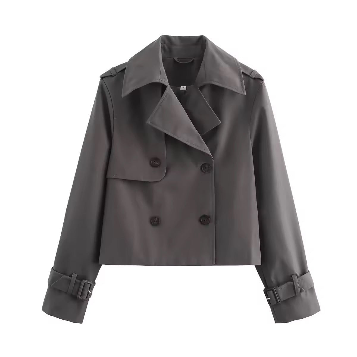 Olivia | Women's Cropped Double-Breasted Trench Coat Buckle Cuff