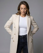 Scarlett | Women's Double-Breasted Long-Sleeve Midi Overcoat
