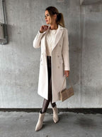 Scarlett | Women's Double-Breasted Long-Sleeve Midi Overcoat