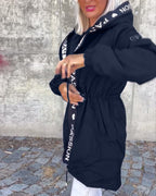 Aria | Women's Hooded Drawstring Midi Parka Coat