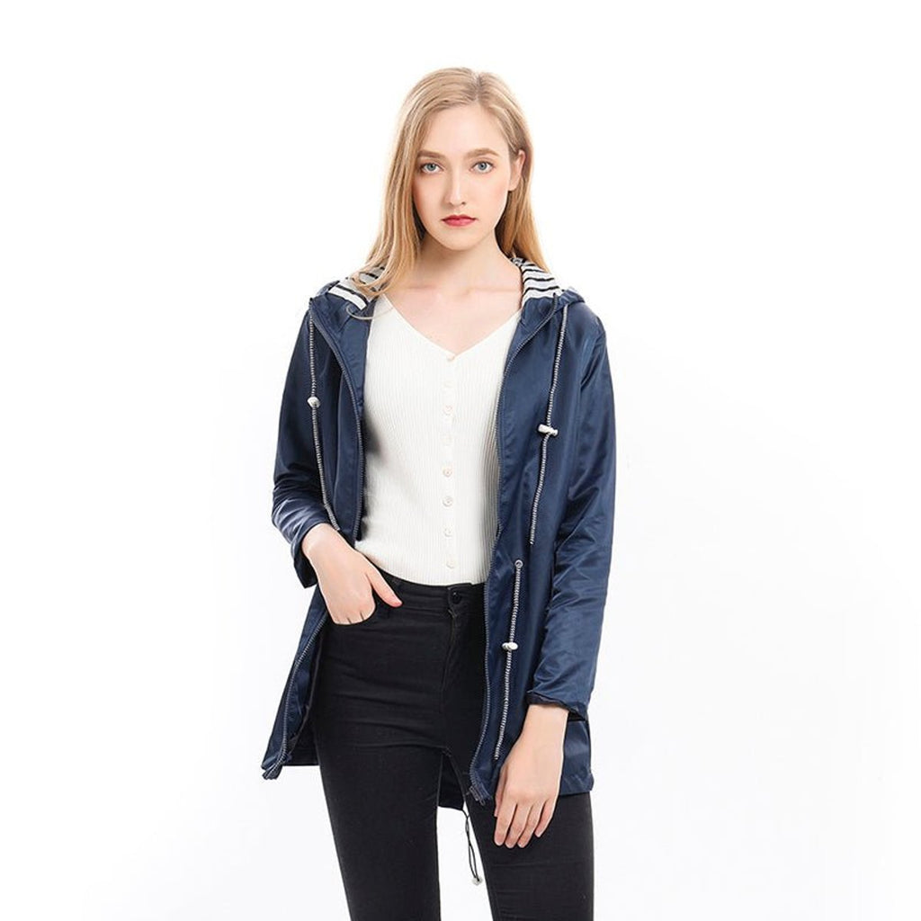Victoria | Women's Hooded Drawstring Waterproof Rain Coat