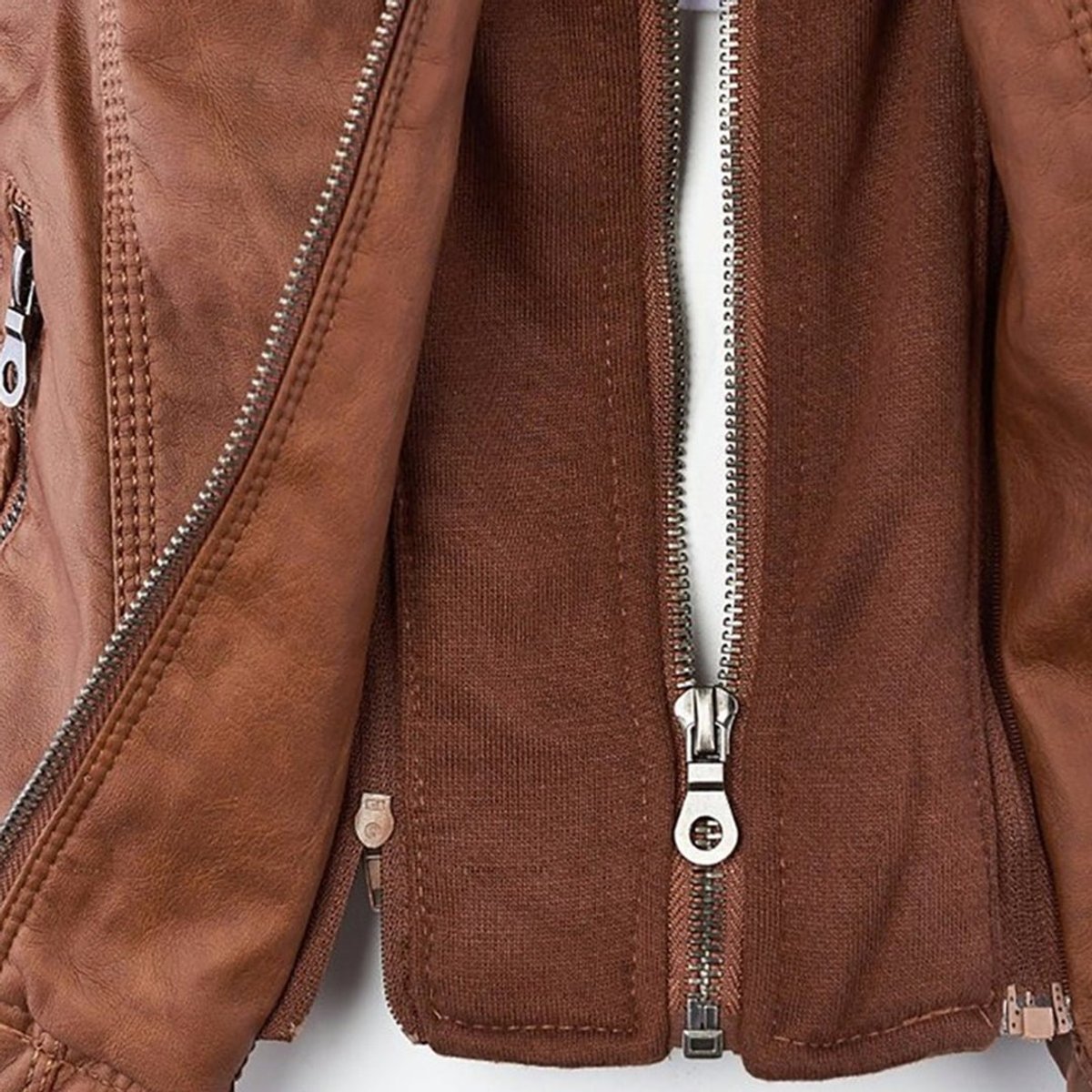 Charlotte | Women's Hooded Faux Leather Moto Coat Removable Hood