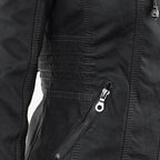 Charlotte | Women's Hooded Faux Leather Moto Coat Removable Hood
