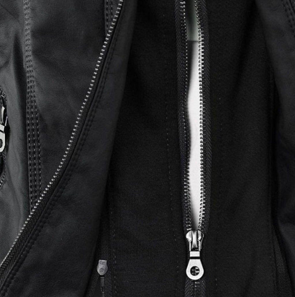 Victoria | Women's Hooded Faux Leather Moto Jacket Zip-Up