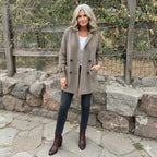 Olivia | Women's Jacket Double-Breasted Cable-Knit Sleeve Coat
