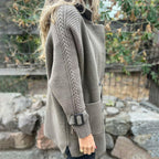 Olivia | Women's Jacket Double-Breasted Cable-Knit Sleeve Coat