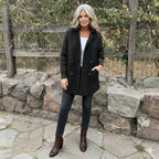 Olivia | Women's Jacket Double-Breasted Cable-Knit Sleeve Coat