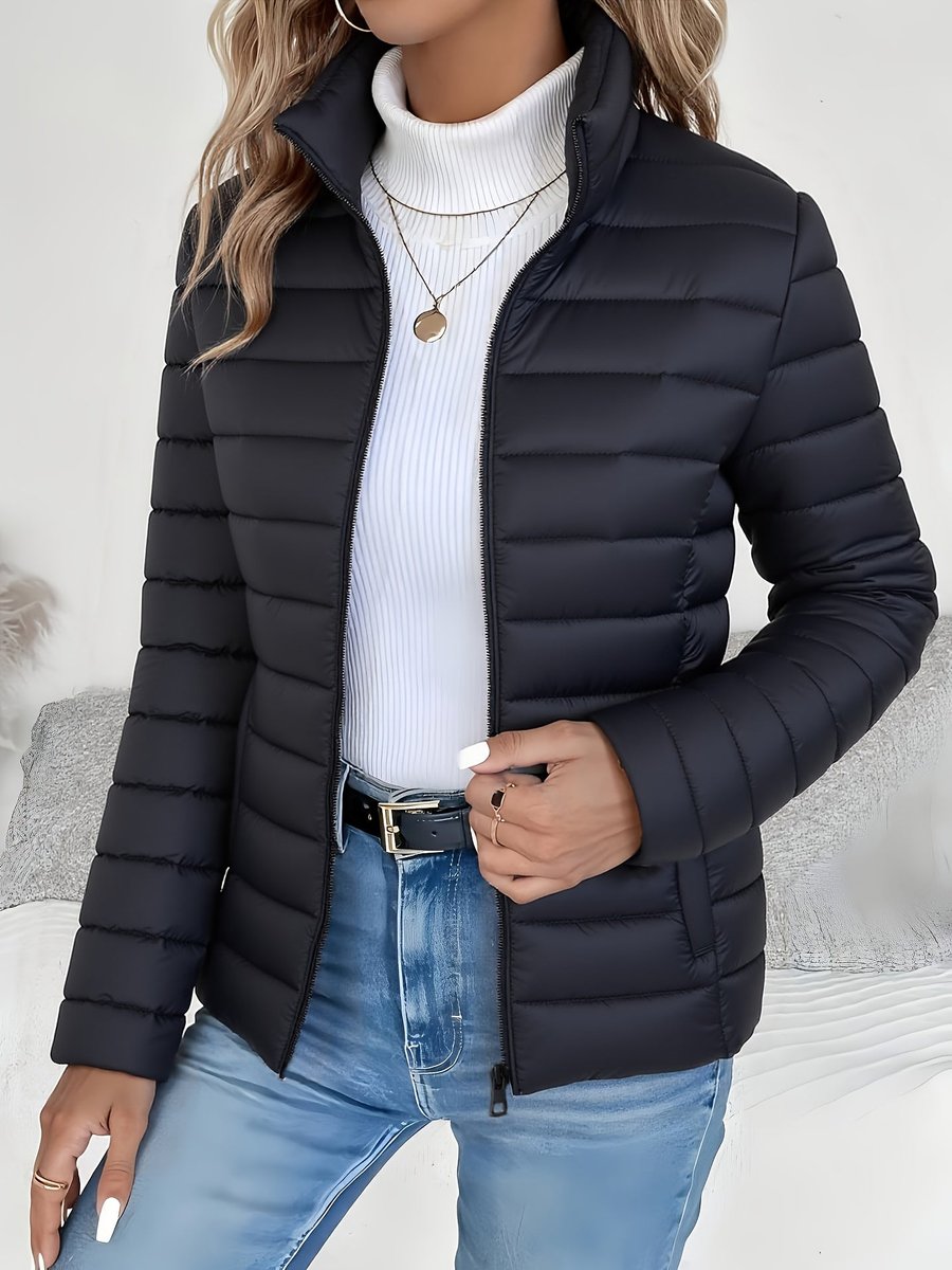 Eleanor | Women's Lightweight Quilted Puffer Coat Stand Collar Zip-Up Jacket