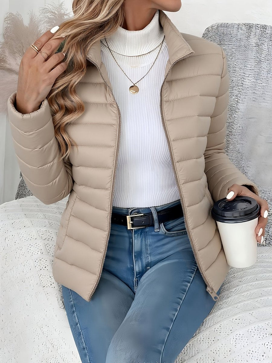 Eleanor | Women's Lightweight Quilted Puffer Coat Stand Collar Zip-Up Jacket