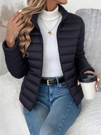 Eleanor | Women's Lightweight Quilted Puffer Coat Stand Collar Zip-Up Jacket