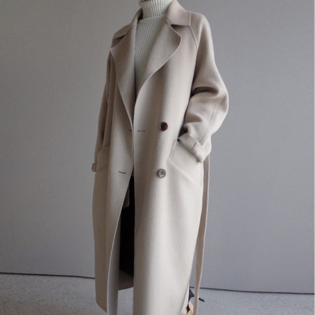 Layla | Women's Long Double-Breasted Cashmere Blend Coat