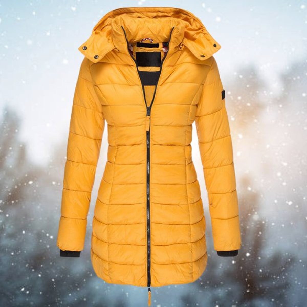 Amelia | Women's Long Hooded Puffer Quilted Jacket Zip-Up Winter Coat
