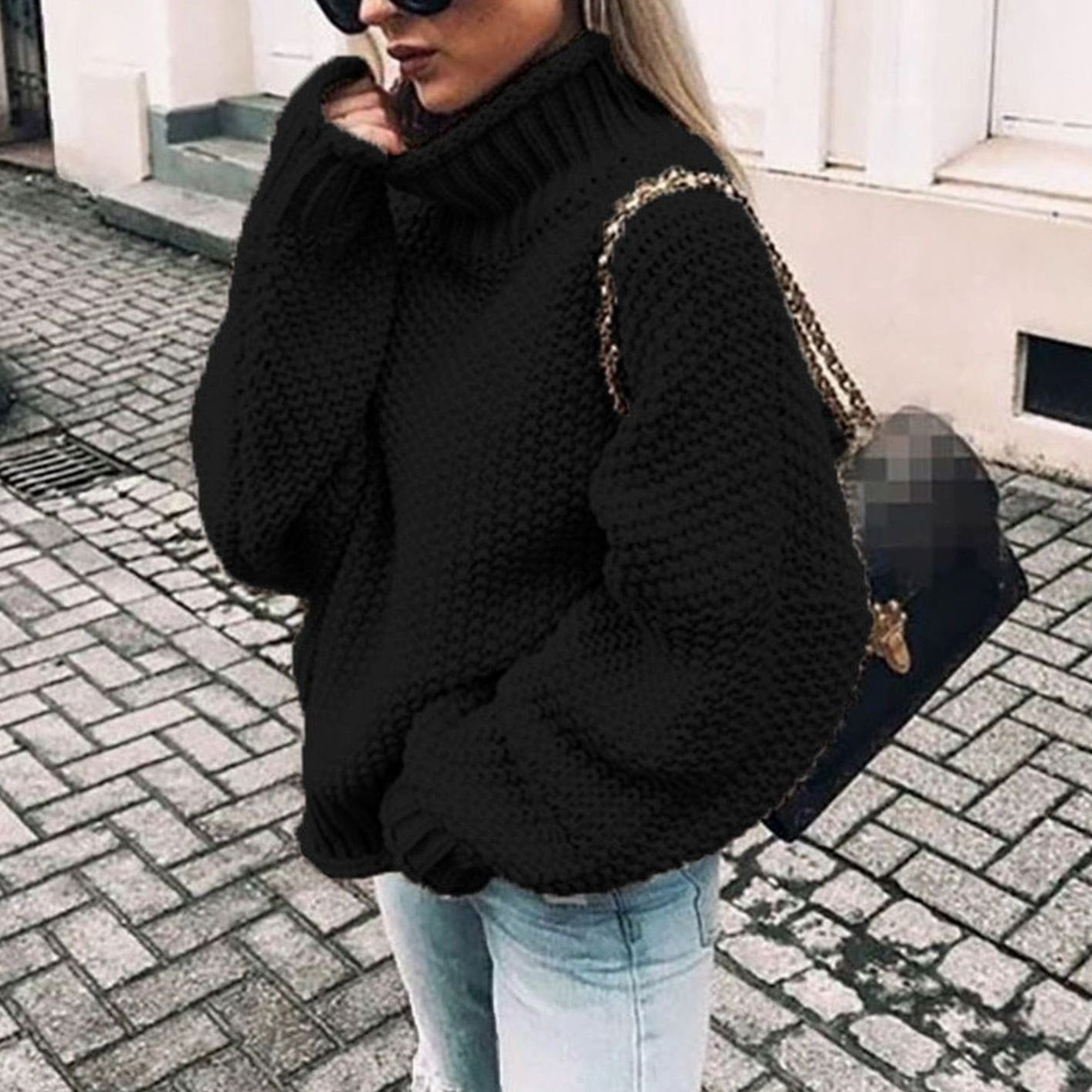 Women's Oversized Chunky Knit Turtleneck Sweater