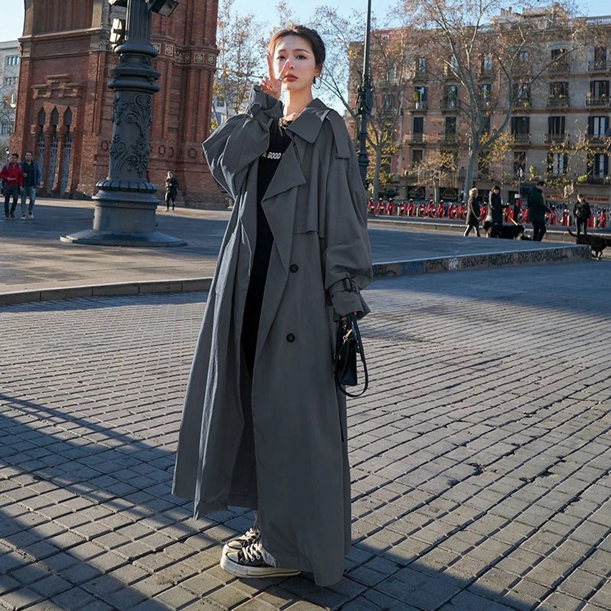Evelyn | Women's Oversized Double-Breasted Long Trench Coat