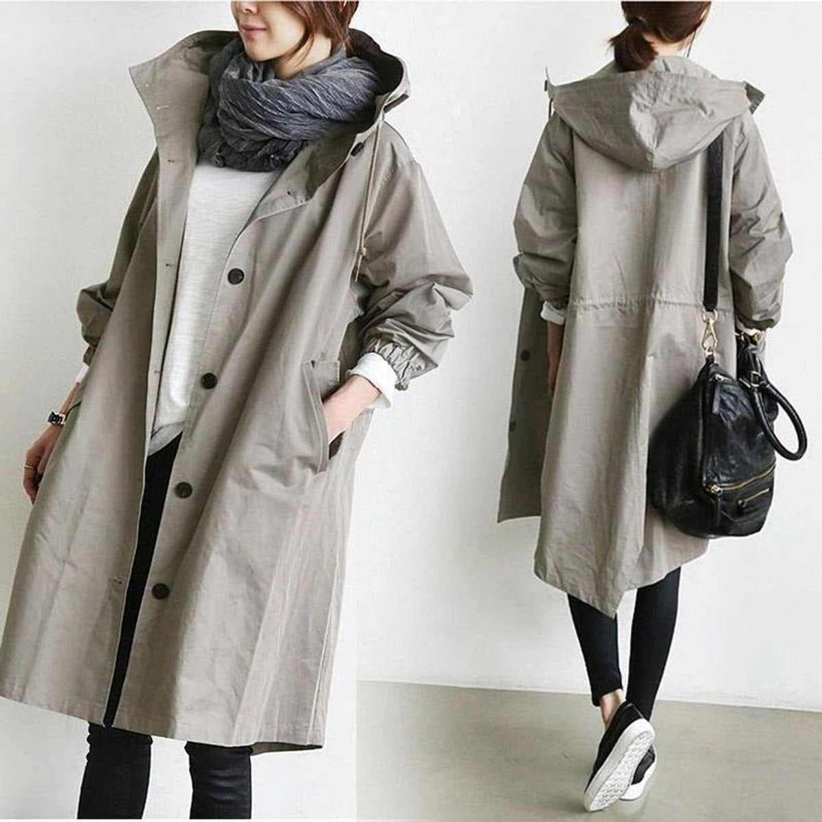 Amelia | Women's Oversized Water-Resistant Button-Front Trench Coat