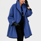 Eleanor | Women's Oversized Wool-Blend Contrast-Trim Coat