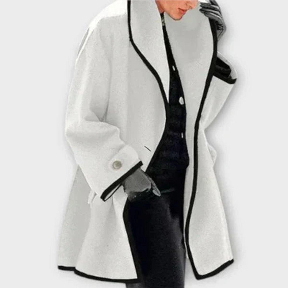 Eleanor | Women's Oversized Wool-Blend Contrast-Trim Coat