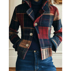 Mia | Women's Plaid Patchwork Single-Breasted Wool-Blend Jacket