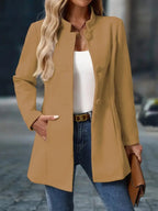 Layla | Women's Stand-Collar Button-Front Longline Blazer Coat