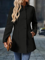 Layla | Women's Stand-Collar Button-Front Longline Blazer Coat