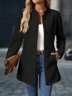 Layla | Women's Stand-Collar Button-Front Longline Blazer Coat
