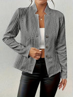 Isabella | Women's Textured Cable-Knit Open-Front Quilted Jacket