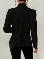 Isabella | Women's Textured Cable-Knit Open-Front Quilted Jacket