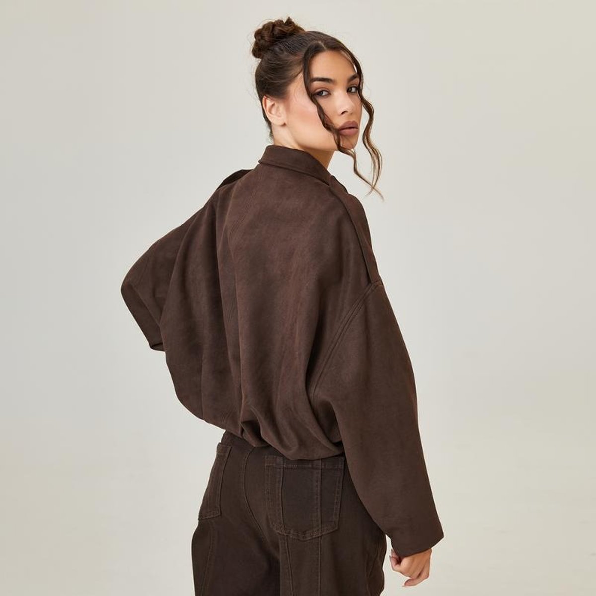 Victoria | Women's Vintage-Inspired Oversized Faux Suede Bomber Jacket