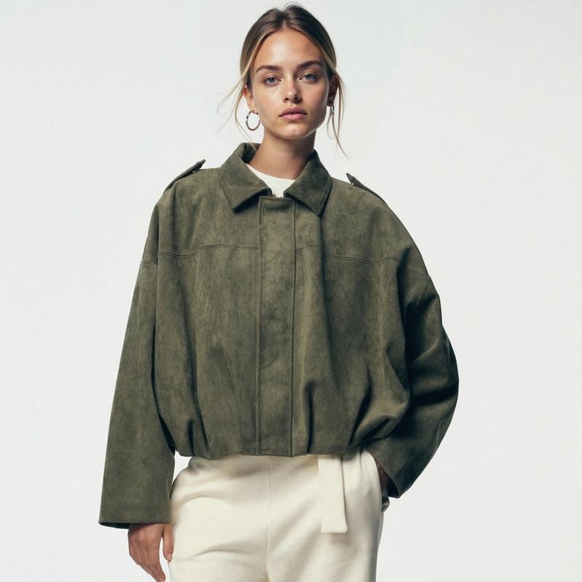 Victoria | Women's Vintage-Inspired Oversized Faux Suede Bomber Jacket